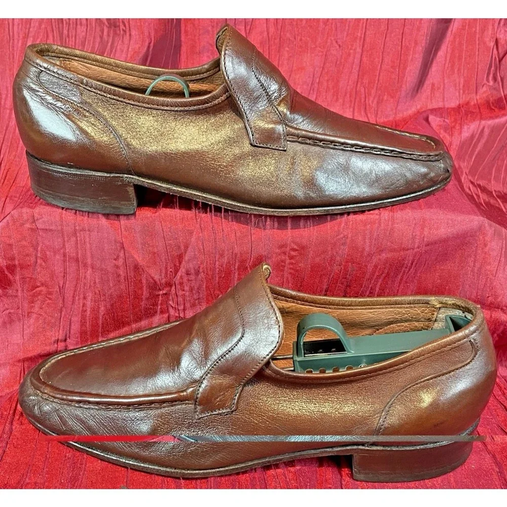 Mens Hanover Softech Brown Leather Loafers sz 9D